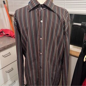 Banana Republic Striped Black and Red Men's collared Shirt